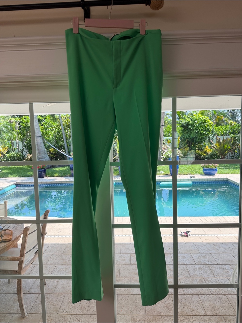 Alice + Olivia Bright Green Boot-Cut Pants